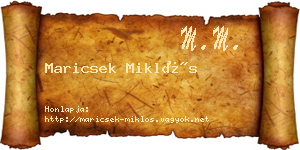Maricsek Miklós névjegykártya